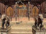 Kathmandu Changu Narayan 07 A Pair Of Elephants In Front Of The South Entrance To Changu Narayan Temple A pair of stone elephants guard the south side of the Changu Narayan Temple in the Kathmandu Valley.
